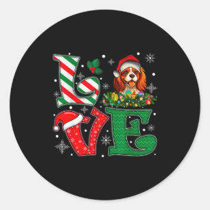 Pegatina Redonda Santa Sombrero Amor Cavalier King Charles Spaniel