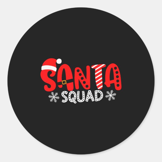 Pegatina Redonda Santa Squad Christmas Team Santa Crew Family Match (Anverso)