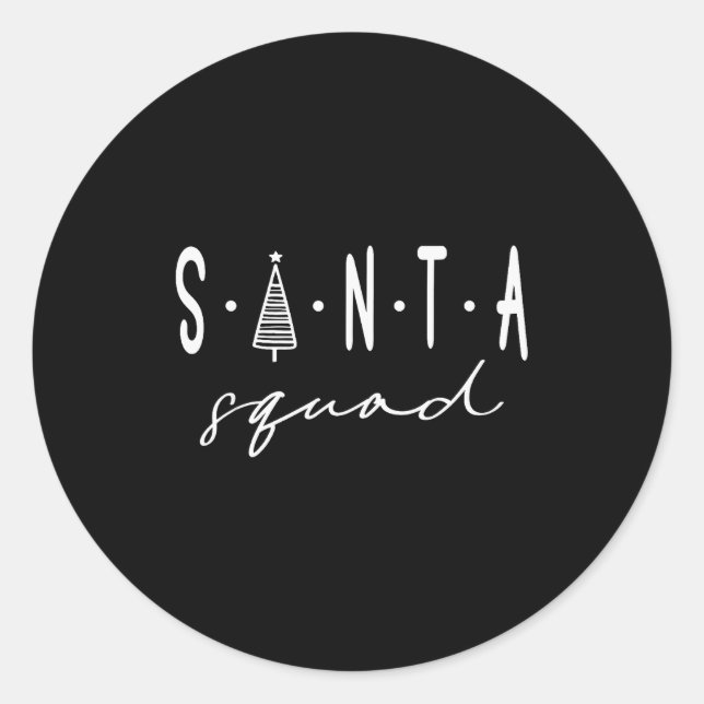 Pegatina Redonda Santa Squad Christmas Team Santa Crew Family Match (Anverso)