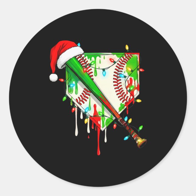 Pegatina Redonda Santa Srts Ice Baseball Christmas Xmas Pajama Kid  (Anverso)