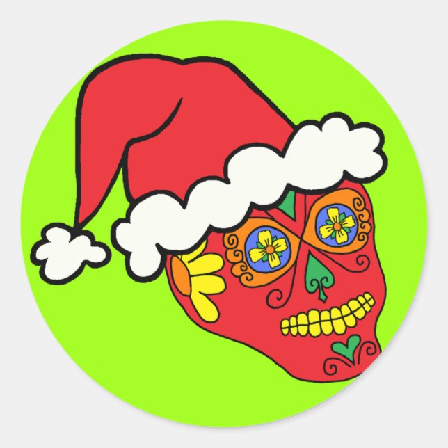 Pegatina Redonda Santa Sugar Skull (Anverso)