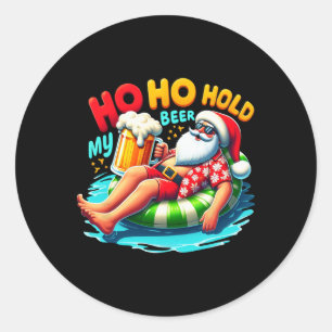 Pegatina Redonda Santa Sungles Ho Ho Toma Mi Cerveza Navidad En Jul