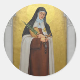 Pegatina Redonda Santa Teresa Benedicta de la Cruz Carmelita Santa