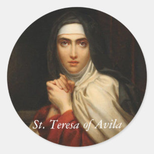 Pegatina Redonda Santa Teresa de Ávila Carmelite Nun