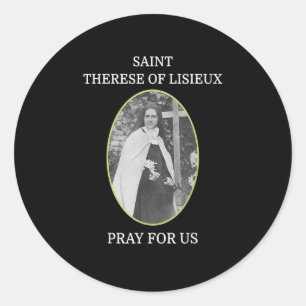 Pegatina Redonda Santa Teresa de Lisieux T-Shirt Saint Flower