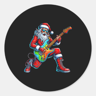 Pegatina Redonda Santa tocando música de guitarra músico guitarrist