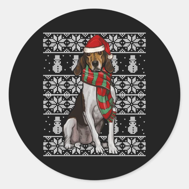 Pegatina Redonda Santa Treeing Walker Coonhound (Anverso)