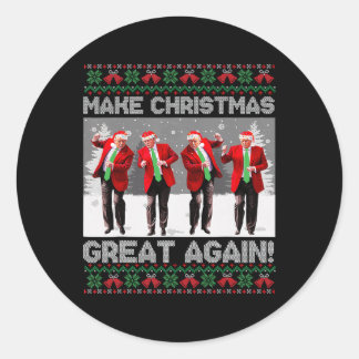 Pegatina Redonda Santa Trump Baile Haz Navidad Grande Otra Vez Feo 