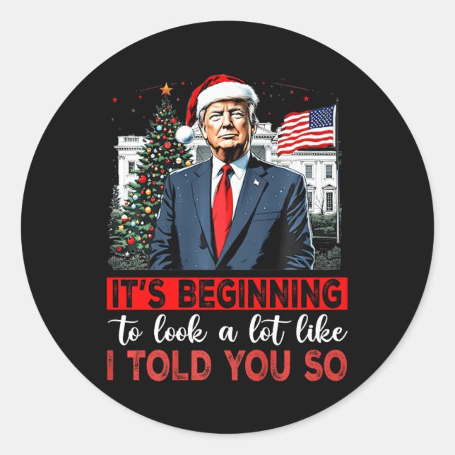 Pegatina Redonda Santa Trump, empieza a parecerme mucho a mí (Anverso)