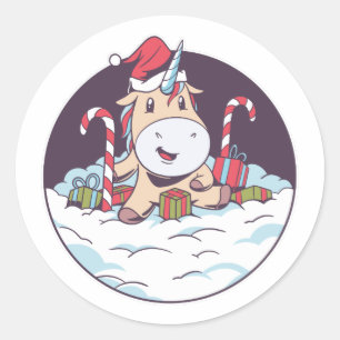 Pegatina Redonda Santa Unicornio