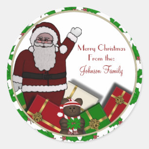 Pegatina Redonda Santa y presenta Navidades Labels