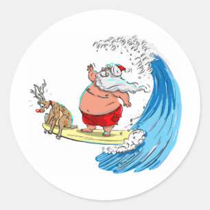 Pegatina Redonda SaNtA y Rudolf