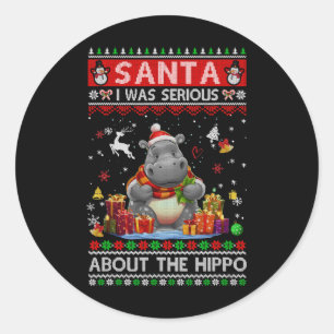 Pegatina Redonda Santa Yo Hablaba Enserio Del Hipopótamo Divertido 