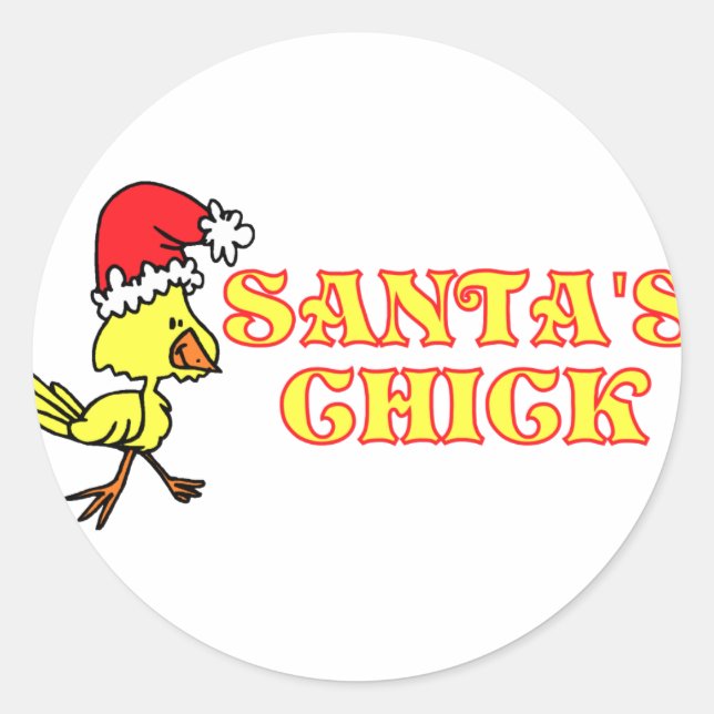 Pegatina Redonda Santas Chick (Anverso)