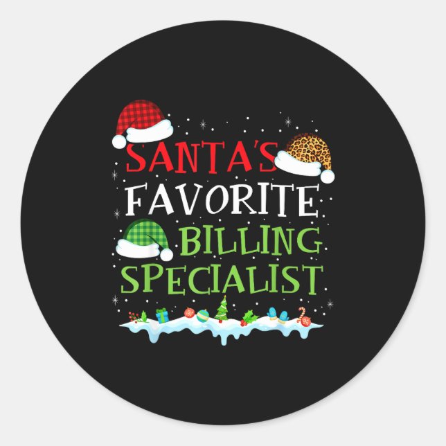 Pegatina Redonda Santa's Favorite Billing Specialist Fun Christmas  (Anverso)