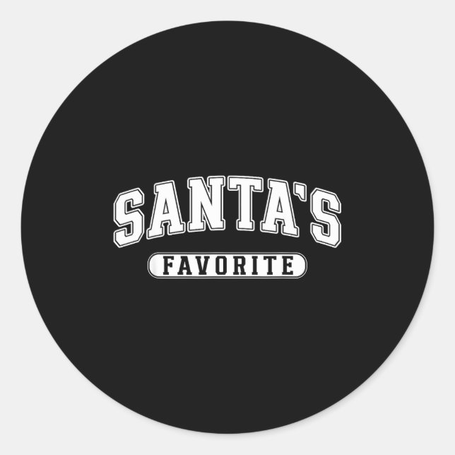 Pegatina Redonda Santa's Favorite Christmas Varsity Text Family Xma (Anverso)