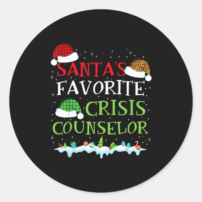 Pegatina Redonda Santa's Favorite Crisis Counselor Fun Christmas  (Anverso)
