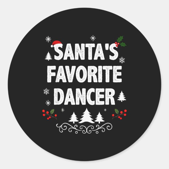 Pegatina Redonda Santa's Favorite Dancer Funny Holiday Christmas Pa (Anverso)