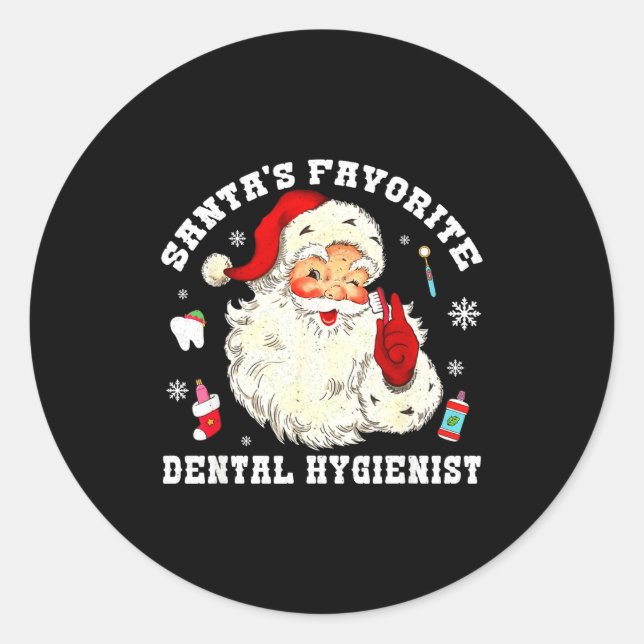 Pegatina Redonda Santas Favorite Dental Hygienist Christmas Funny G (Anverso)