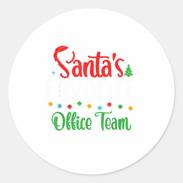 Pegatina Redonda Santa's Favorite Office Team Christmas Lights Sant (Anverso)