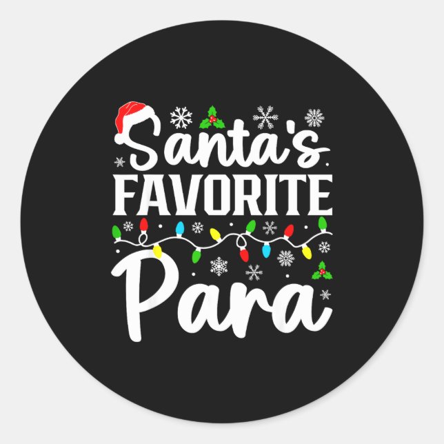 Pegatina Redonda Santa's Favorite Para Funny Christmas Family Match (Anverso)