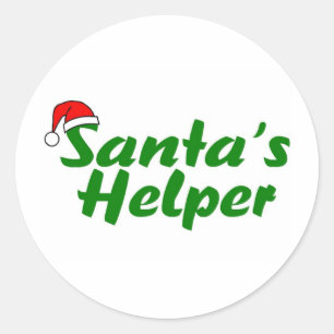 Pegatina Redonda Santas Helper Green