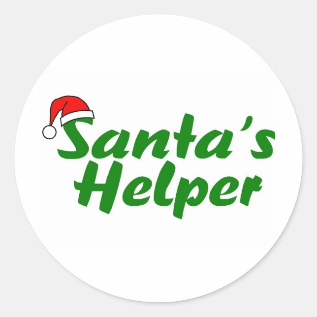 Pegatina Redonda Santas Helper Green (Anverso)
