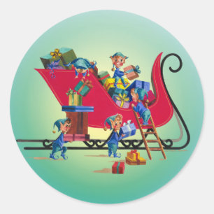 Pegatina Redonda SANTA'S SLEIGH by SHARON SHARPE