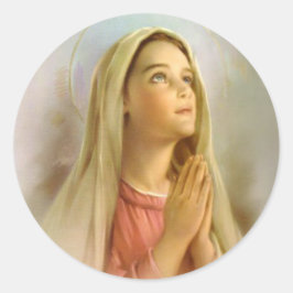 Pegatina Redonda Santísima Virgen María Religiosa