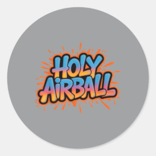 Pegatina Redonda Santo Airball Humor Deportivo Fanático Jugador de