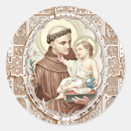 Pegatina Redonda Santo Antonio Niño Jesús Sacerdote Católico