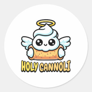 Pegatina Redonda ¡Santo Cannoli! Pun de postre cute cannoli