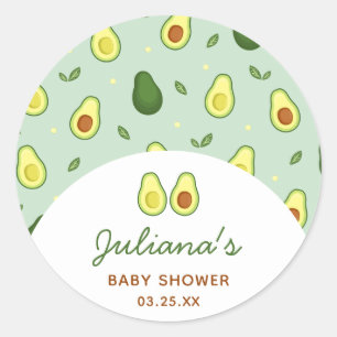 Pegatina Redonda Santo Guacamole Aguacate Green Baby Shower