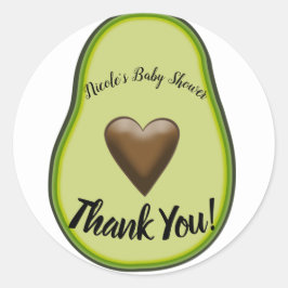 Pegatina Redonda Santo Guacamole Corazón Aguacate Baby Shower Nupci