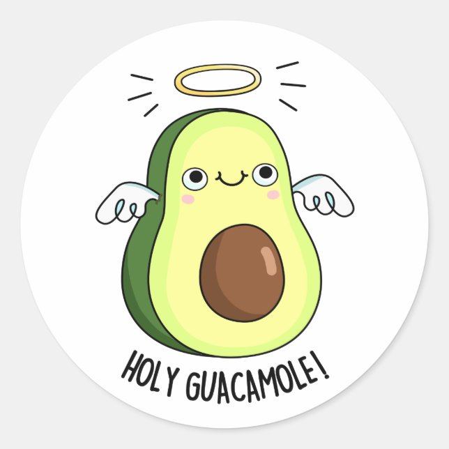 Pegatina Redonda Santo Guacamole Funny Goody Aguacado Pun (Anverso)
