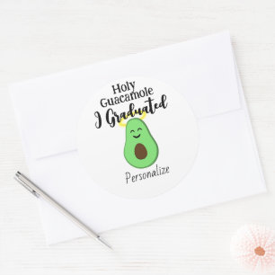 Pegatina Redonda Santo Guacamole me gradué divertido aguacate lindo