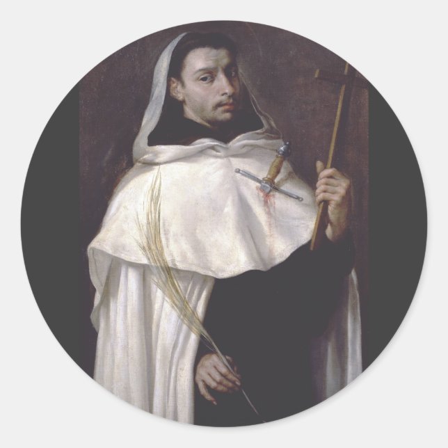 Pegatina Redonda Santo Mártir Angelus de Jerusalén (Anverso)