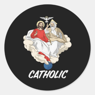 Pegatina Redonda Santo Padre De Trinidad Hijo Y Espíritu Santo Cató