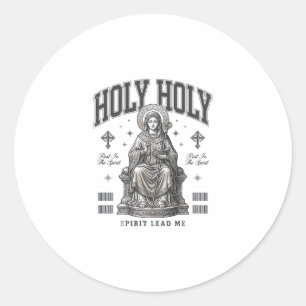 Pegatina Redonda Santo Santo Diseño de Camiseta Religiosa de Grabad
