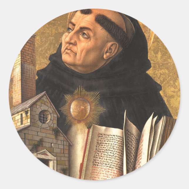 Pegatina Redonda Santo Tomás de Aquino (Anverso)