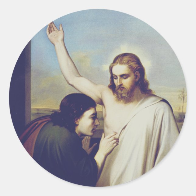 Pegatina Redonda Santo Tomás dudando de Silvestro Lega  (Anverso)