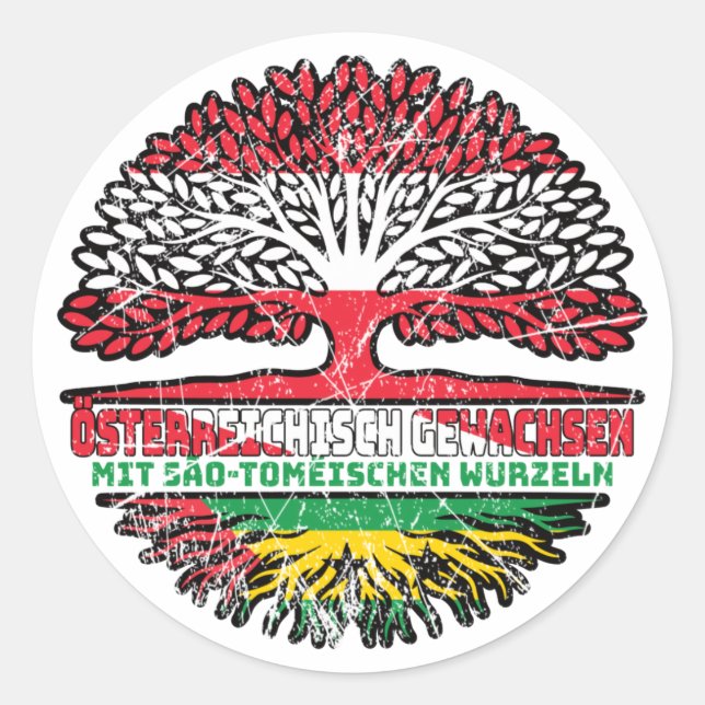Pegatina Redonda Santo Tomé y Príncipe Sao Tomeisch Österreich (Anverso)
