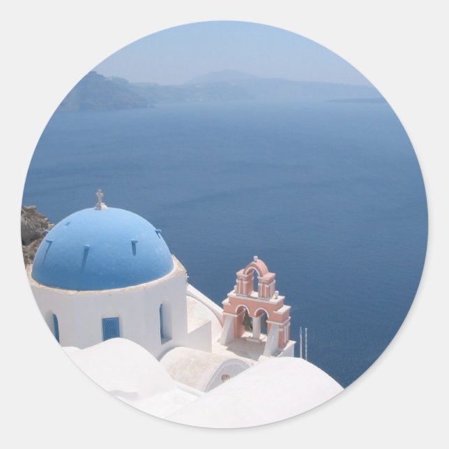 Pegatina Redonda Santorini (Anverso)