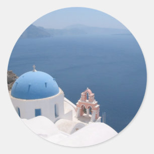 Pegatina Redonda Santorini