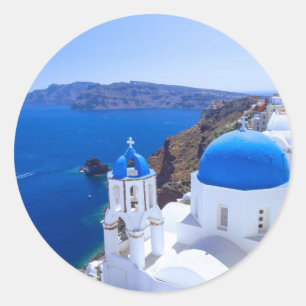 Pegatina Redonda Santorini