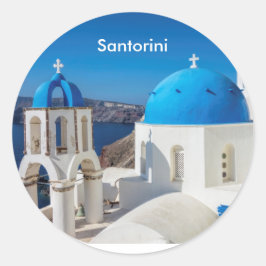 Pegatina Redonda Santorini Grecia Café Mug