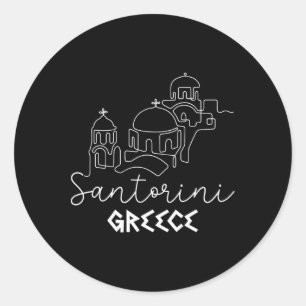 Pegatina Redonda Santorini Grecia Viaja en verano
