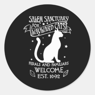 Pegatina Redonda Santuario De Salem De Brujas Para Gatos Negros Way