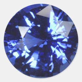 Pegatina Redonda Sapphire Dark Blue Gemstone Septiembre Birthstone