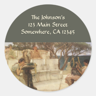 Pegatina Redonda Sappho y Alcaeus por Sir Lawrence Alma Tadema